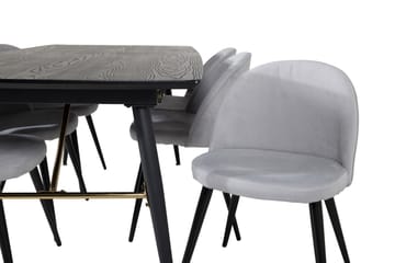 Irunea Förlängningsbar Matgrupp 180 cm inkl 6 Valeri Stolar - Svart/Grå/Manchester - Möbler - Bord & matgrupp - Matgrupp