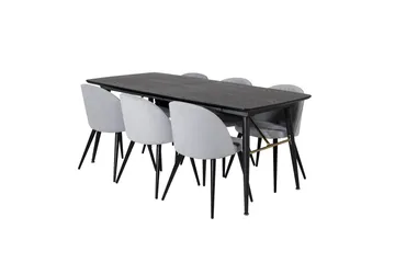 Irunea Förlängningsbar Matgrupp 180 cm inkl 6 Valeri Stolar - Svart/Grå/Manchester - Möbler - Bord & matgrupp - Matgrupp