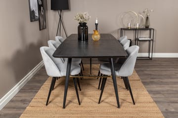 Irunea Förlängningsbar Matgrupp 180 cm inkl 6 Valeri Stolar - Svart/Grå/Manchester - Möbler - Bord & matgrupp - Matgrupp