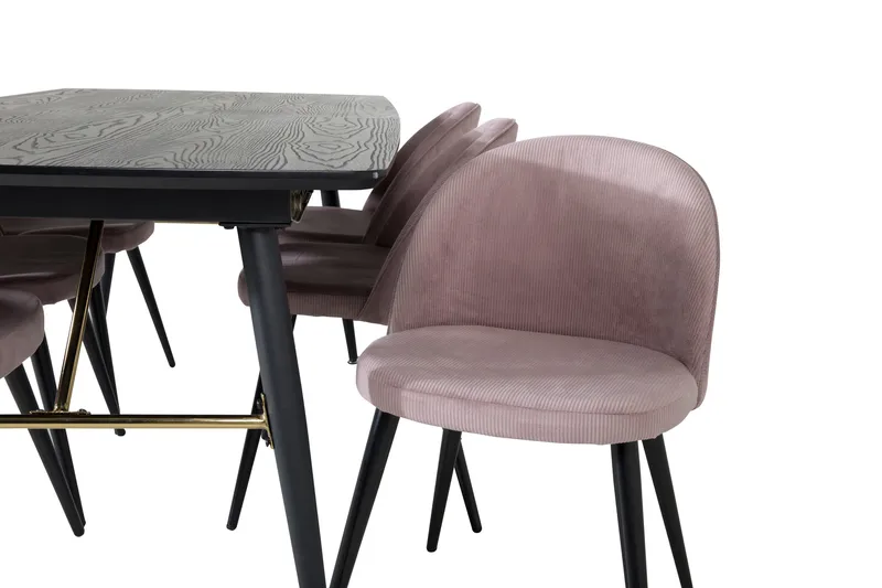 Irunea Förlängningsbar Matgrupp 180 cm inkl 6 Valeri Stolar - Svart/Rosa/Manchester - Möbler - Bord & matgrupp - Matgrupp