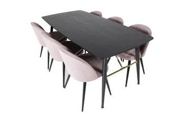 Irunea Förlängningsbar Matgrupp 180 cm inkl 6 Valeri Stolar - Svart/Rosa/Manchester - Möbler - Bord & matgrupp - Matgrupp