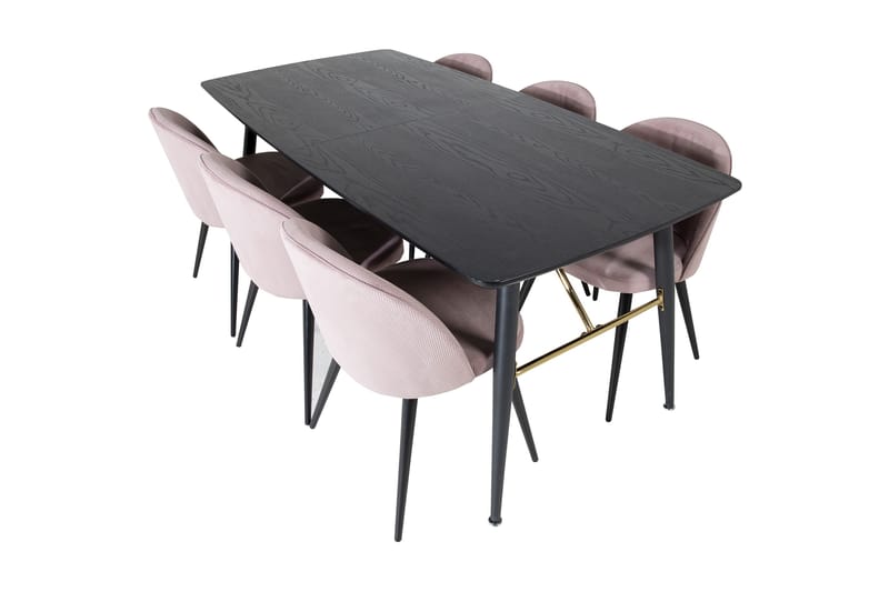 Irunea Förlängningsbar Matgrupp 180 cm inkl 6 Valeri Stolar - Svart/Rosa/Manchester - Möbler - Bord & matgrupp - Matgrupp