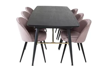 Irunea Förlängningsbar Matgrupp 180 cm inkl 6 Valeri Stolar - Svart/Rosa/Manchester - Möbler - Bord & matgrupp - Matgrupp