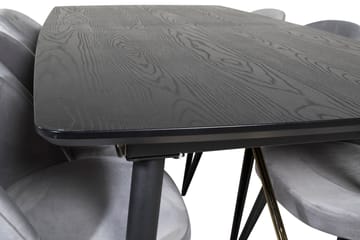 Irunea Förlängningsbar Matgrupp 180 cm inkl 6 Valerie Stolar - Svart/Ljusgrå - Möbler - Bord & matgrupp - Matgrupp