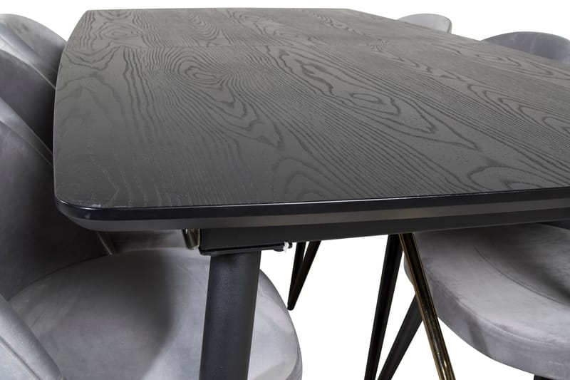 Irunea Förlängningsbar Matgrupp 180 cm inkl 6 Valerie Stolar - Svart/Ljusgrå - Möbler - Bord & matgrupp - Matgrupp