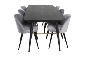 Irunea Förlängningsbar Matgrupp 180 cm inkl 6 Valerie Stolar - Svart/Ljusgrå - Möbler - Bord & matgrupp - Matgrupp