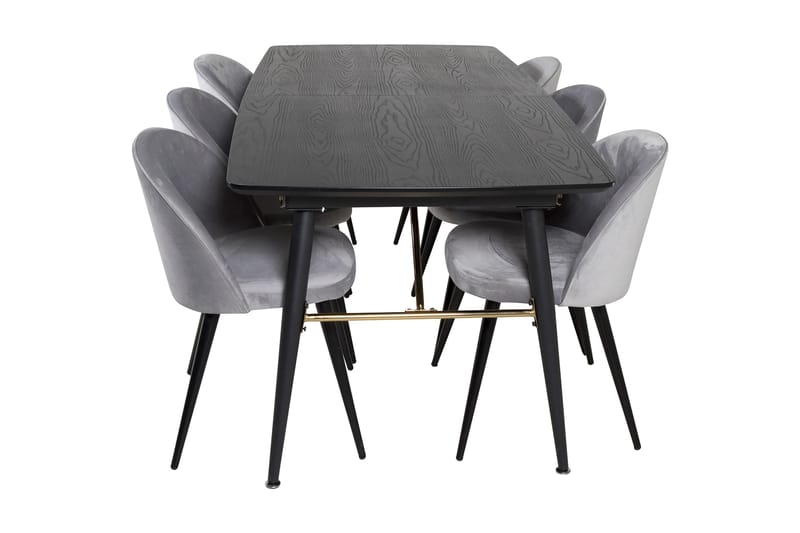 Irunea Förlängningsbar Matgrupp 180 cm inkl 6 Valerie Stolar - Svart/Ljusgrå - Möbler - Bord & matgrupp - Matgrupp