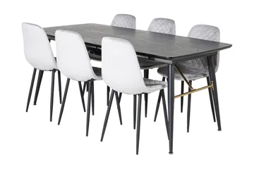 Irunea Förlängningsbar Matgrupp 180 cm inkl 6 Ypas Stolar - Grå/Svart - Möbler - Bord & matgrupp - Matgrupp