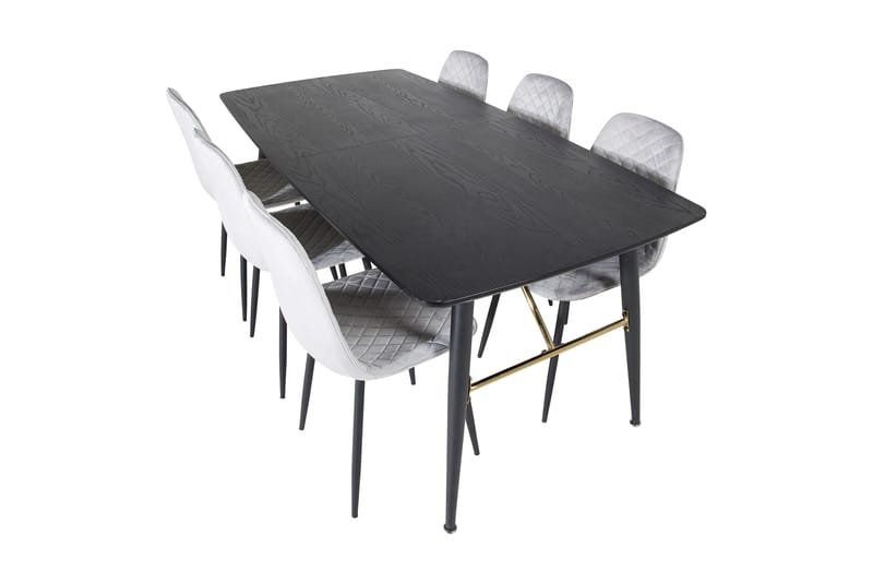 Irunea Förlängningsbar Matgrupp 180 cm inkl 6 Ypas Stolar - Grå/Svart - Möbler - Bord & matgrupp - Matgrupp