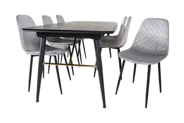 Irunea Förlängningsbar Matgrupp 180 cm inkl 6 Ypas Stolar - Grå/Svart - Möbler - Bord & matgrupp - Matgrupp
