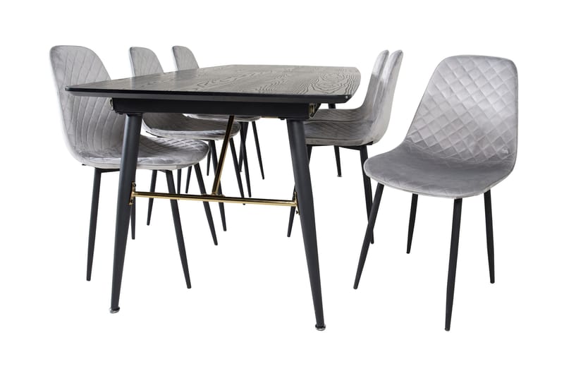 Irunea Förlängningsbar Matgrupp 180 cm inkl 6 Ypas Stolar - Grå/Svart - Möbler - Bord & matgrupp - Matgrupp