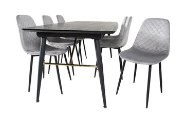 Irunea Förlängningsbar Matgrupp 180 cm inkl 6 Ypas Stolar - Grå/Svart - Möbler - Bord & matgrupp - Matgrupp