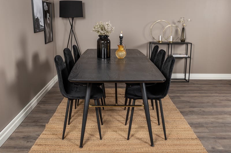 Irunea Förlängningsbar Matgrupp 180 cm inkl 6 Ypas Stolar - Svart - Möbler - Bord & matgrupp - Matgrupp