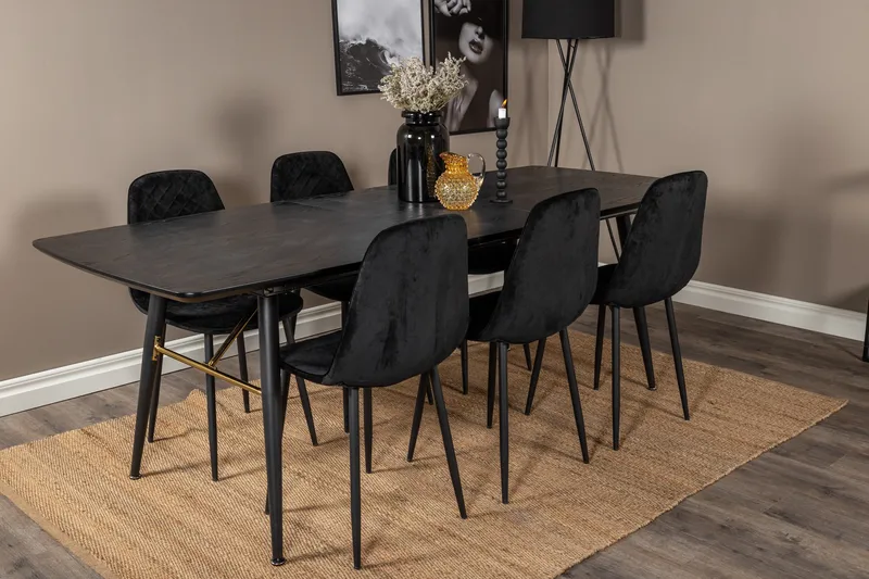 Irunea Förlängningsbar Matgrupp 180 cm inkl 6 Ypas Stolar - Svart - Möbler - Bord & matgrupp - Matgrupp