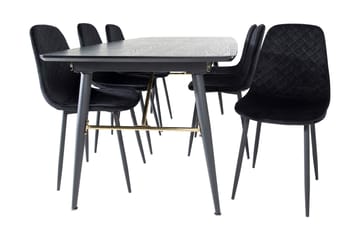 Irunea Förlängningsbar Matgrupp 180 cm inkl 6 Ypas Stolar - Svart - Möbler - Bord & matgrupp - Matgrupp
