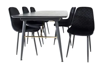 Irunea Förlängningsbar Matgrupp 180 cm inkl 6 Ypas Stolar - Svart - Möbler - Bord & matgrupp - Matgrupp
