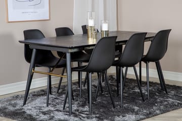 Irunea Förlängningsbar Matgrupp 180 cm inkl 6 Ypas Stolar - Svart - Möbler - Bord & matgrupp - Matgrupp