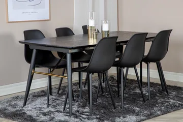 Irunea Förlängningsbar Matgrupp 180 cm inkl 6 Ypas Stolar - Svart - Möbler - Bord & matgrupp - Matgrupp