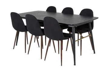 Irunea Förlängningsbar Matgrupp 180 cm inkl 6 Ypas Stolar - Svart/Brun - Möbler - Bord & matgrupp - Matgrupp
