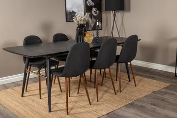Irunea Förlängningsbar Matgrupp 180 cm inkl 6 Ypas Stolar - Svart/Brun - Möbler - Bord & matgrupp - Matgrupp