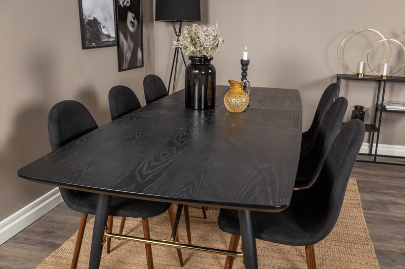 Irunea Förlängningsbar Matgrupp 180 cm inkl 6 Ypas Stolar - Svart/Brun - Möbler - Bord & matgrupp - Matgrupp