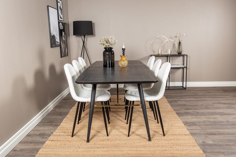 Irunea Förlängningsbar Matgrupp 180 cm inkl 6 Ypas Stolar - Svart/Vit - Möbler - Bord & matgrupp - Matgrupp