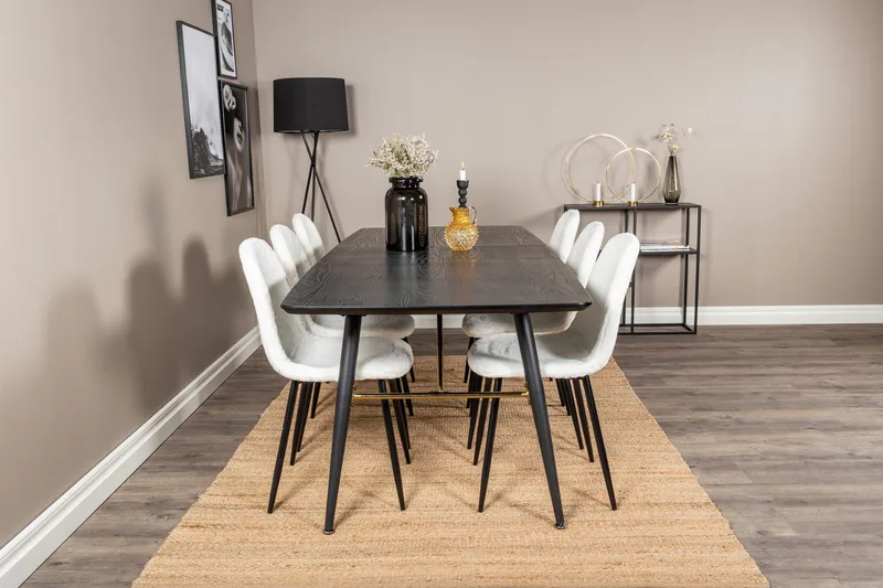 Irunea Förlängningsbar Matgrupp 180 cm inkl 6 Ypas Stolar - Svart/Vit - Möbler - Bord & matgrupp - Matgrupp