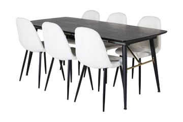 Irunea Förlängningsbar Matgrupp 180 cm inkl 6 Ypas Stolar - Svart/Vit - Möbler - Bord & matgrupp - Matgrupp