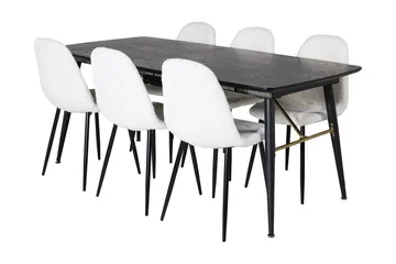 Irunea Förlängningsbar Matgrupp 180 cm inkl 6 Ypas Stolar - Svart/Vit - Möbler - Bord & matgrupp - Matgrupp