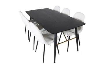 Irunea Förlängningsbar Matgrupp 180 cm inkl 6 Ypas Stolar - Svart/Vit - Möbler - Bord & matgrupp - Matgrupp
