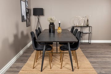 Irunea Förlängningsbar Matgrupp 180 cm inkl 6 Pontus Stolar - Svart/Mässing/Sammet - Möbler - Bord & matgrupp - Matgrupp