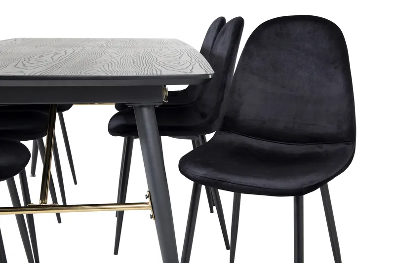 Irunea Förlängningsbar Matgrupp 180 cm inkl 6 Pontus Stolar - Svart - Möbler - Bord & matgrupp - Matgrupp