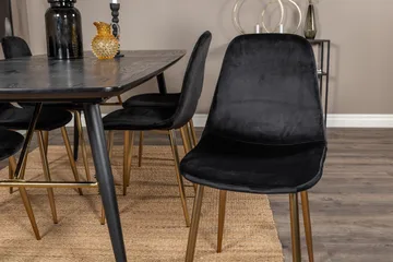 Irunea Förlängningsbar Matgrupp 180 cm inkl 6 Pontus Stolar - Svart/Mässing/Sammet - Möbler - Bord & matgrupp - Matgrupp