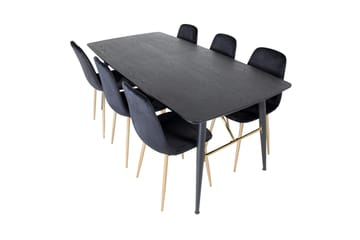 Irunea Förlängningsbar Matgrupp 180 cm inkl 6 Pontus Stolar - Svart/Mässing/Sammet - Möbler - Bord & matgrupp - Matgrupp
