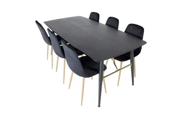 Irunea Förlängningsbar Matgrupp 180 cm inkl 6 Pontus Stolar - Svart/Mässing/Sammet - Möbler - Bord & matgrupp - Matgrupp