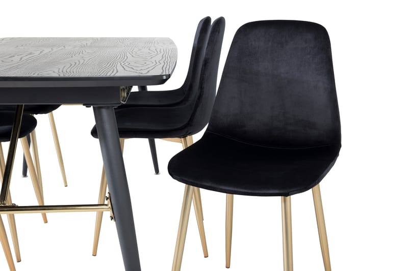Irunea Förlängningsbar Matgrupp 180 cm inkl 6 Pontus Stolar - Svart/Mässing/Sammet - Möbler - Bord & matgrupp - Matgrupp