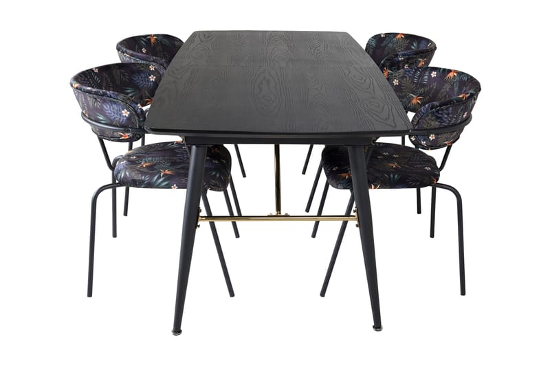 Irunea Förlängningsbar Matgrupp 180cm inkl 4 Arcarazo Stolar - Svart/Flerfärgad - Möbler - Bord & matgrupp - Matgrupp