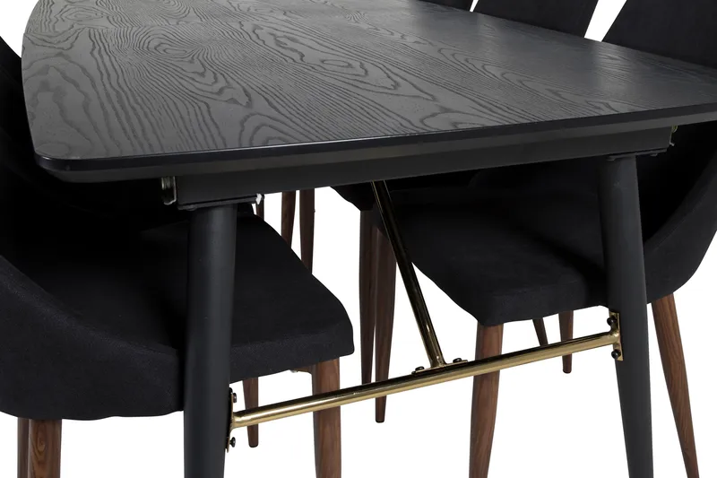 Irunea Förlängningsbar Matgrupp 180cm inkl 6 Campomar Stolar - Svart/Brun - Möbler - Bord & matgrupp - Matgrupp