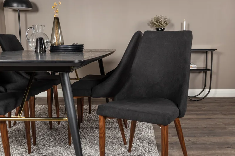 Irunea Förlängningsbar Matgrupp 180cm inkl 6 Campomar Stolar - Svart/Brun - Möbler - Bord & matgrupp - Matgrupp