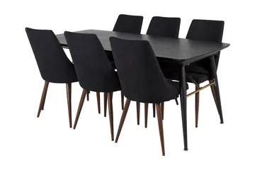 Irunea Förlängningsbar Matgrupp 180cm inkl 6 Campomar Stolar - Svart/Brun - Möbler - Bord & matgrupp - Matgrupp