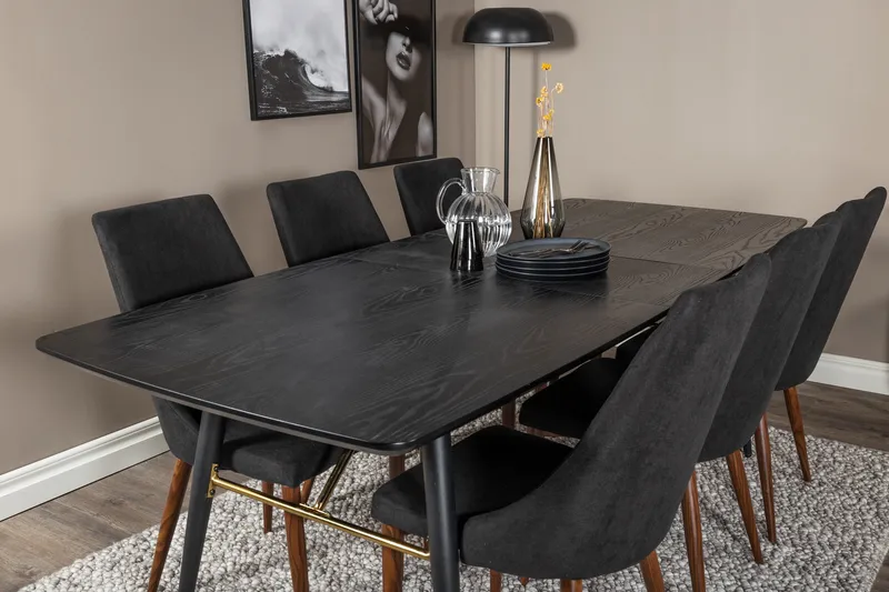 Irunea Förlängningsbar Matgrupp 180cm inkl 6 Campomar Stolar - Svart/Brun - Möbler - Bord & matgrupp - Matgrupp