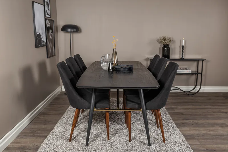 Irunea Förlängningsbar Matgrupp 180cm inkl 6 Campomar Stolar - Svart/Brun - Möbler - Bord & matgrupp - Matgrupp