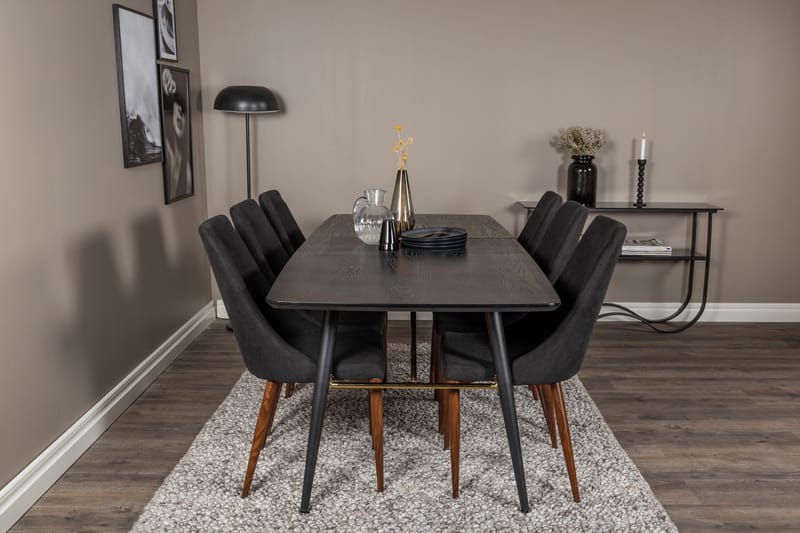 Irunea Förlängningsbar Matgrupp 180cm inkl 6 Campomar Stolar - Svart/Brun - Möbler - Bord & matgrupp - Matgrupp