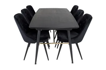 Irunea Förlängningsbar Matgrupp 180cm inkl 6 Valera Lyx Stol - Svart - Möbler - Bord & matgrupp - Matgrupp