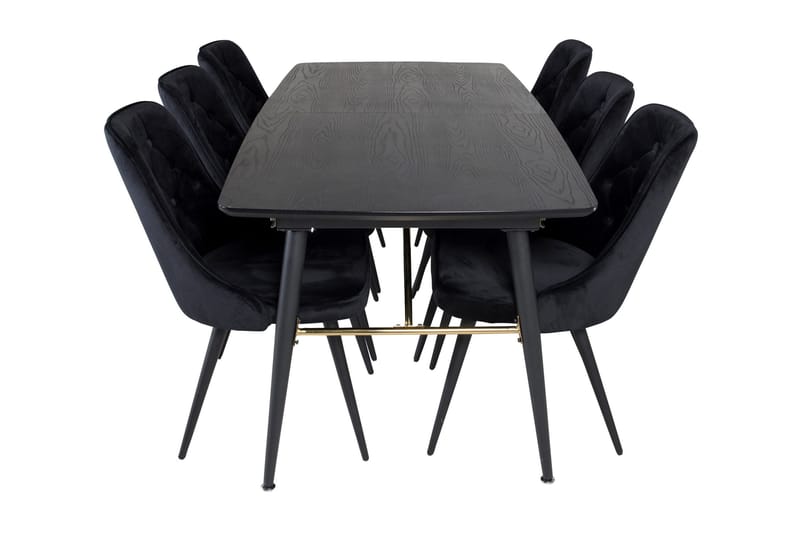 Irunea Förlängningsbar Matgrupp 180cm inkl 6 Valera Lyx Stol - Svart - Möbler - Bord & matgrupp - Matgrupp