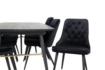 Irunea Förlängningsbar Matgrupp 180cm inkl 6 Valera Lyx Stol - Svart - Möbler - Bord & matgrupp - Matgrupp