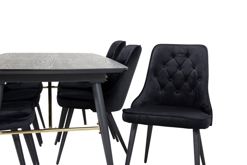 Irunea Förlängningsbar Matgrupp 180cm inkl 6 Valera Lyx Stol - Svart - Möbler - Bord & matgrupp - Matgrupp