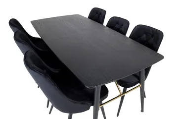 Irunea Förlängningsbar Matgrupp 180cm inkl 6 Valera Lyx Stol - Svart - Möbler - Bord & matgrupp - Matgrupp