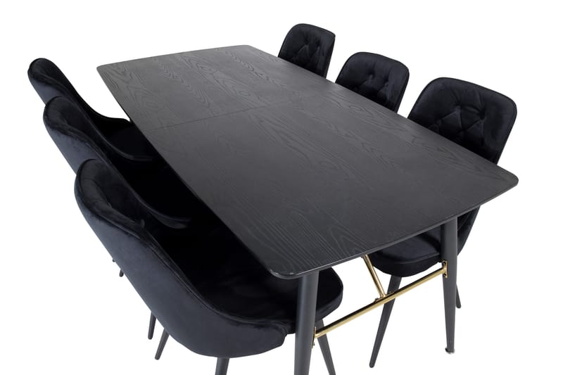Irunea Förlängningsbar Matgrupp 180cm inkl 6 Valera Lyx Stol - Svart - Möbler - Bord & matgrupp - Matgrupp