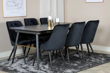 Irunea Förlängningsbar Matgrupp 180cm inkl 6 Valera Lyx Stol - Svart - Möbler - Bord & matgrupp - Matgrupp